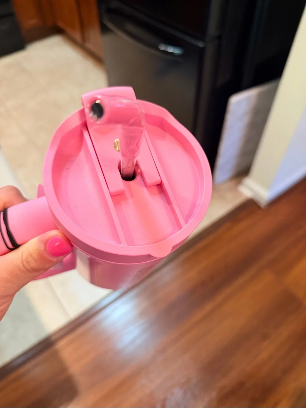 lululemon athletica Pink Stainless Travel Mug with Gold Logo